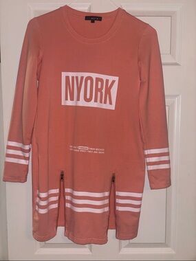 NYORK Graphic Cotton Tunic - Coral Peach